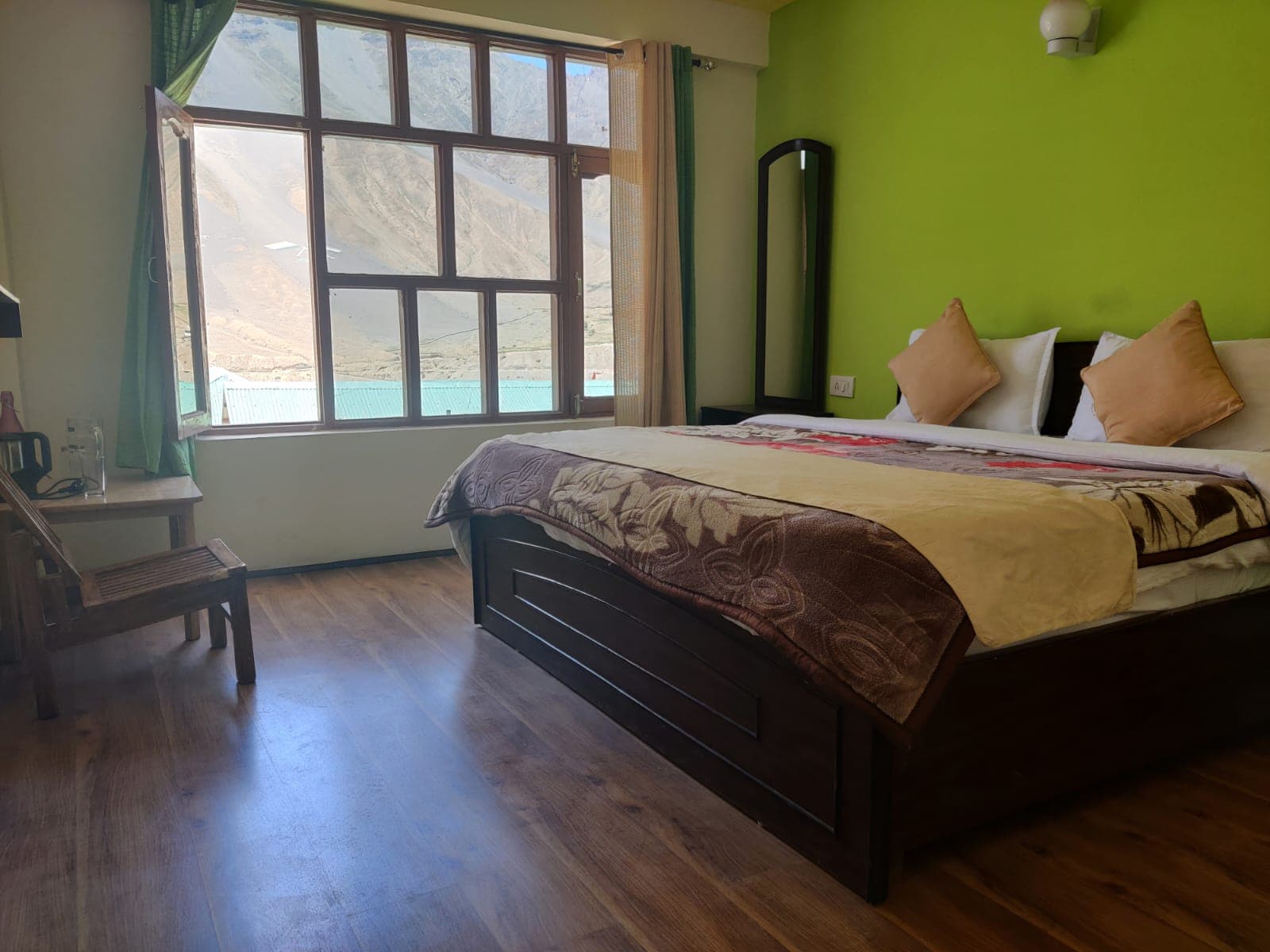 Deluxe Mountain View Room at The Delek House Kaza with Spiti Valley panorama